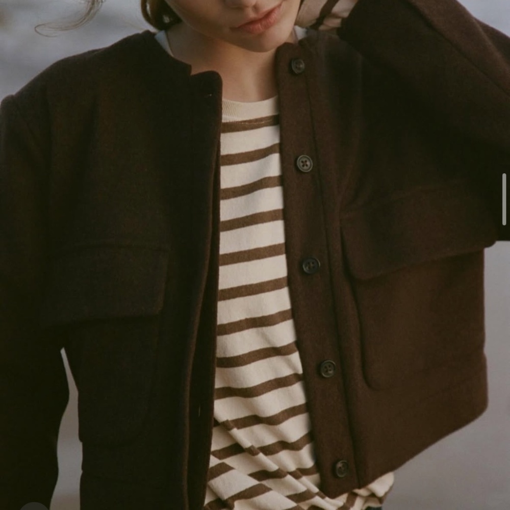 Wyeth Brown Wool Cropped Jacket